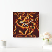 黄色と赤の斑点はぼやけ欠けている スクエア壁時計 (ホーム)