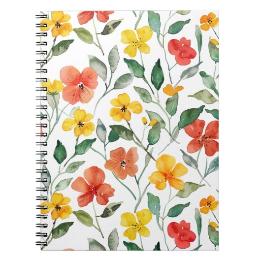 黄色と赤の桃の花 ノートブック (正面)