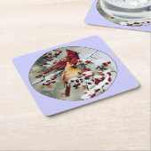 黄色と赤の深紅色 スクエアペーパーコースター (アングル)