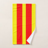 黄色と赤の線のストライプ バスタオルセット (ハンドタオル)