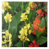 黄色と赤の花 タイル (正面)