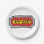 黄色と赤の閉じた記号 ペーパープレート (正面)