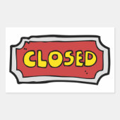 黄色と赤の閉じた記号 長方形シール (正面)