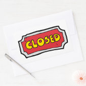 黄色と赤の閉じた記号 長方形シール