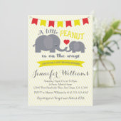黄色と赤ピーナッツエレファントベビージャーシャワー招待状 招待状 (スタンド正面)