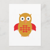 黄色と赤フクロウ ポストカード (正面)