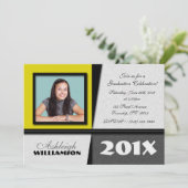 黄色と適切な写真の卒業式への招待 招待状 (スタンド正面)