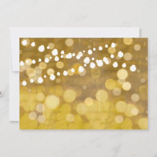 黄色と金ゴールドの森林照明ガーランド結婚ズ 招待状 (裏面)