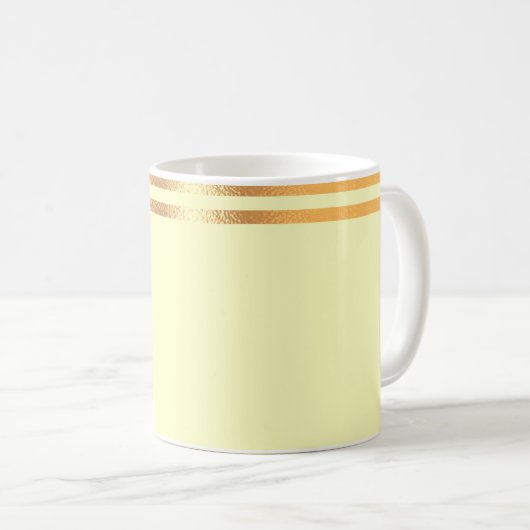 黄色と金ゴールドの縁取りコーヒーマグ コーヒーマグカップ (正面右)
