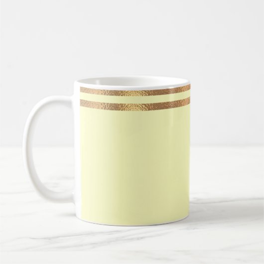 黄色と金ゴールドの縁取りコーヒーマグ コーヒーマグカップ (左)