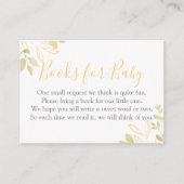 黄色と金ゴールドの葉のベビーシャワーブックのリクエスト エンクロージャーカード (正面)