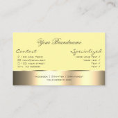 黄色と金ゴールドの装飾とかわいいバラの花モダン 名刺 (裏面)