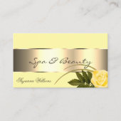 黄色と金ゴールドの装飾とかわいいバラの花モダン 名刺 (正面)