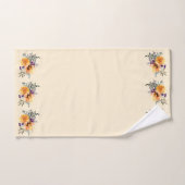 黄色と金ゴールドひまわり淡い色の黄色の背景 バスタオルセット (ハンドタオル)