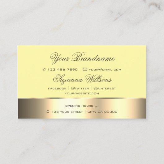 黄色と金ゴールド可愛いバラの花とロゴ 名刺 (裏面)