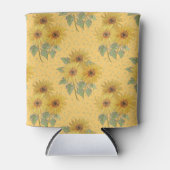 黄色と金ゴールド秋のひまわり 缶クーラー (正面)