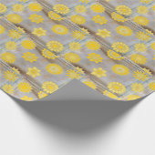 黄色と金ゴールド色の花 ラッピングペーパー (角)