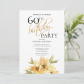 黄色と銅のフローラサプライズ60誕生日 招待状 (スタンド正面)