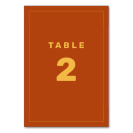 黄色と錆のWesアンダーソンインスパイア表番号 テーブルナンバー