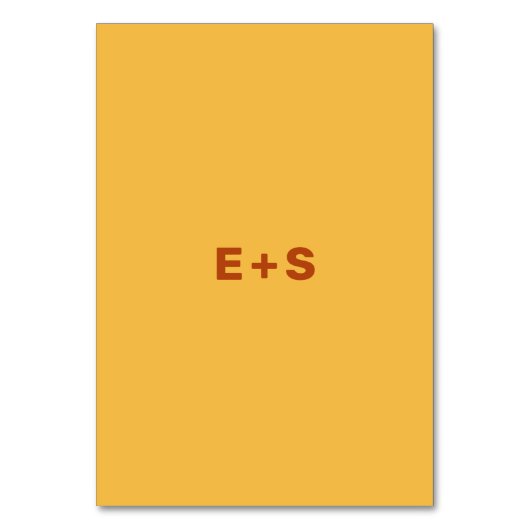 黄色と錆のWesアンダーソンインスパイア表番号 テーブルナンバー (裏面)