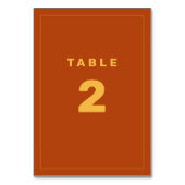 黄色と錆のWesアンダーソンインスパイア表番号 テーブルナンバー (正面)