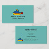 黄色と青のおもちゃ潜水艦深いシーダイビング 名刺 (正面/裏面)