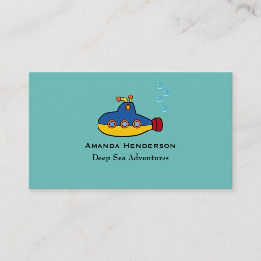 黄色と青のおもちゃ潜水艦深いシーダイビング 名刺 (正面)