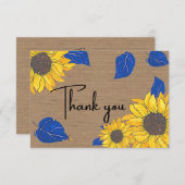 黄色と青のひまわりサンキューカード サンキューカード (正面/裏面)