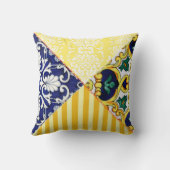 黄色と青のイタリアンスタイル枕 クッション (裏面)