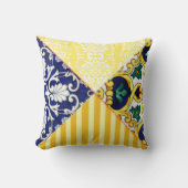 黄色と青のイタリアンスタイル枕 クッション (正面)