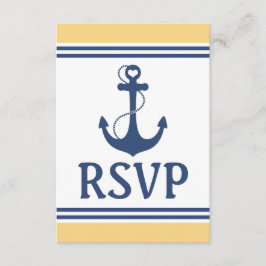 黄色と青のウェディング航海のRSVP 出欠カード