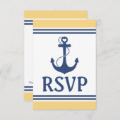 黄色と青のウェディング航海のRSVP 出欠カード (正面/裏面)
