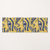 黄色と青のエジプトのパターン – ホラスの目 ヨガマット (正面(横))