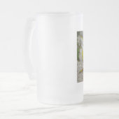 黄色と青のクイーンアンジェフィッシュ フロストグラスビールジョッキ (正面左)