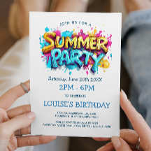 黄色と青のグラフィティスタイルのサマーパーティー