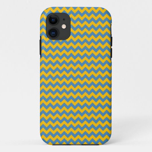 黄色と青のシボロンのジグザグ模様 Case-Mate iPhoneケース (裏面)