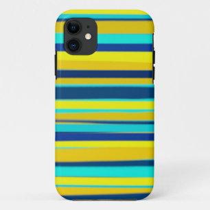 黄色と青のストライプグラフィックアート iPhone 11 ケース