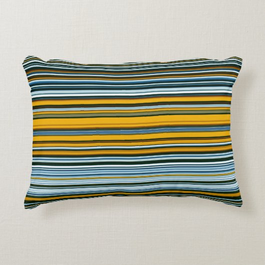 黄色と青のストライプ アクセントクッション (正面)