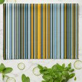 黄色と青のストライプ キッチンタオル (折り畳み)