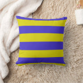 黄色と青のストライプ クッション (ブランケット)