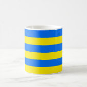 黄色と青のストライプ コーヒーマグカップ (中央)
