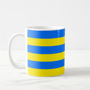 黄色と青のストライプ コーヒーマグカップ