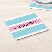 黄色と青のストライプ スクエアペーパーコースター (アングル)