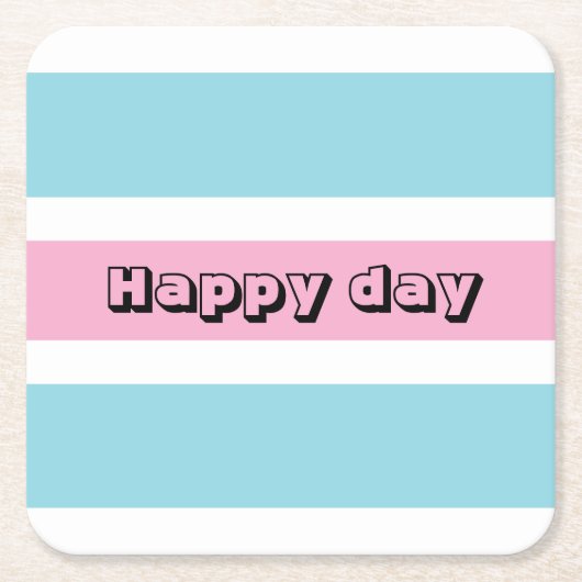 黄色と青のストライプ スクエアペーパーコースター (正面)