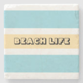 黄色と青のストライプ ストーンコースター (正面)