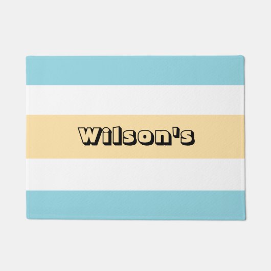 黄色と青のストライプ ドアマット (正面)