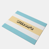 黄色と青のストライプ ドアマット (アングル)