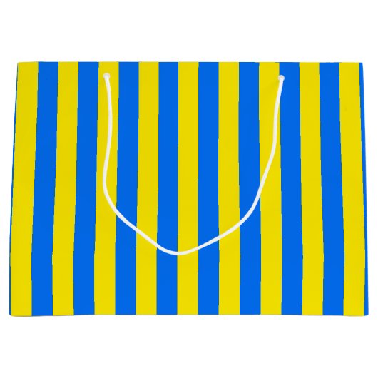 黄色と青のストライプ ラージペーパーバッグ (正面)