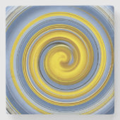 黄色と青のスパイラル ストーンコースター (正面)