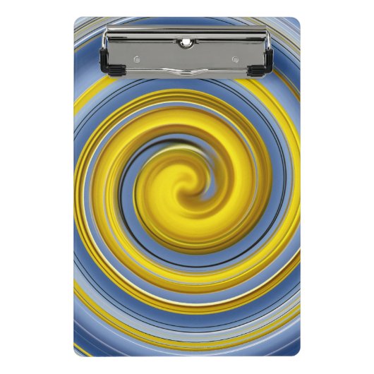 黄色と青のスパイラル ミニクリップボード (正面)